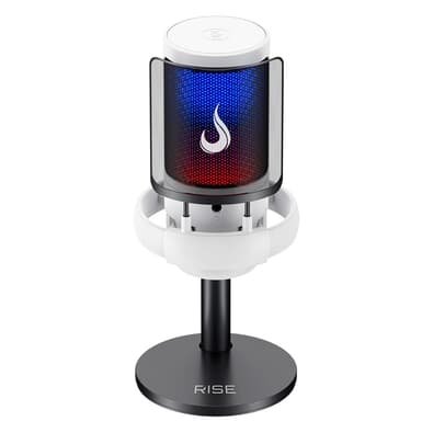 Microfone Gamer De Mesa Rise Mode Elite 05, RGB, USB-C, Branco - RM-ME-05-W