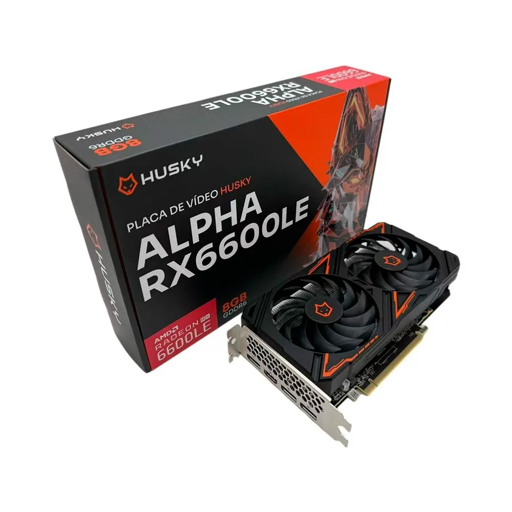 Placa de Vídeo Husky Alpha RX 6600LE, 8GB GDDR6, 128sBit, FSR, Ray Tracing, PCIe 4.0, até 4 Monitores - HVG6600