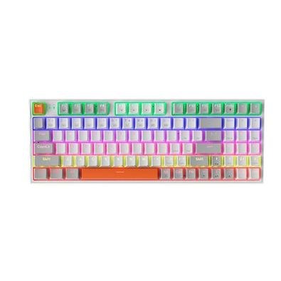 Teclado Mecânico Gamer Machenike K500-B94, RGB, Switch Huano Red, Branco e Cinza - MAC-K500-B94RE-WG