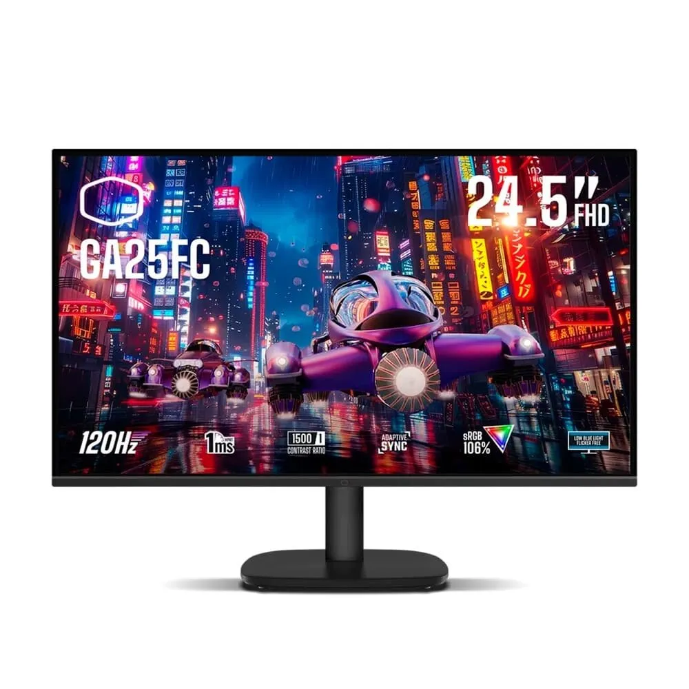 "Monitor Gamer Cooler Master 24,5"", FHD, 120Hz, 1ms, IPS, HDMI e VGA, Console Ready - GA25FC"