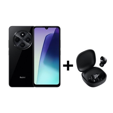 "Kit Smartphone Xiaomi Redmi 14c Br, 256GB, 4+4GB RAM Virtual, Octa Core, Tela 6.88"", Preto + Fone Bluetooth Xiaomi - CMB401PRE-F"