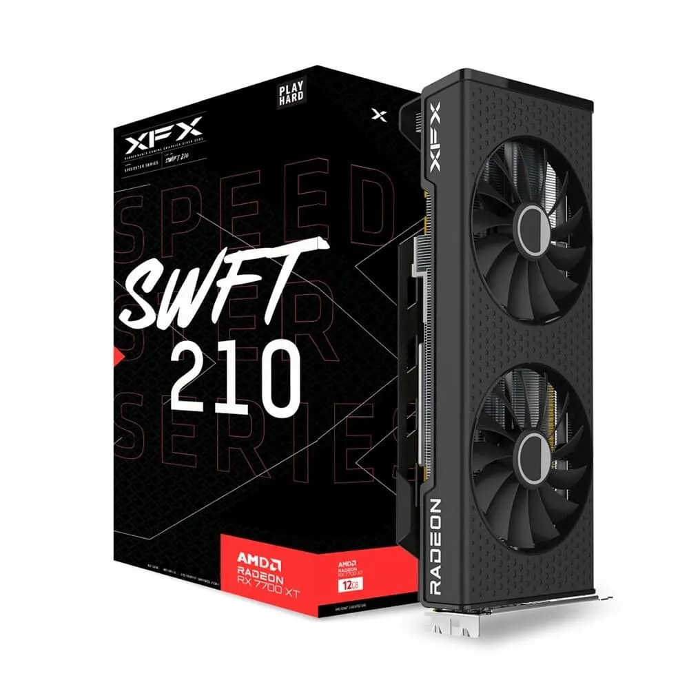 Placa de Vídeo XFX RX 7700XT SPEEDSTER SWFT210 Gaming AMD Radeon, 12GB, GDDR6, 192bits, 2544MHz, RDNA 3 - RX-77TSWFTFP