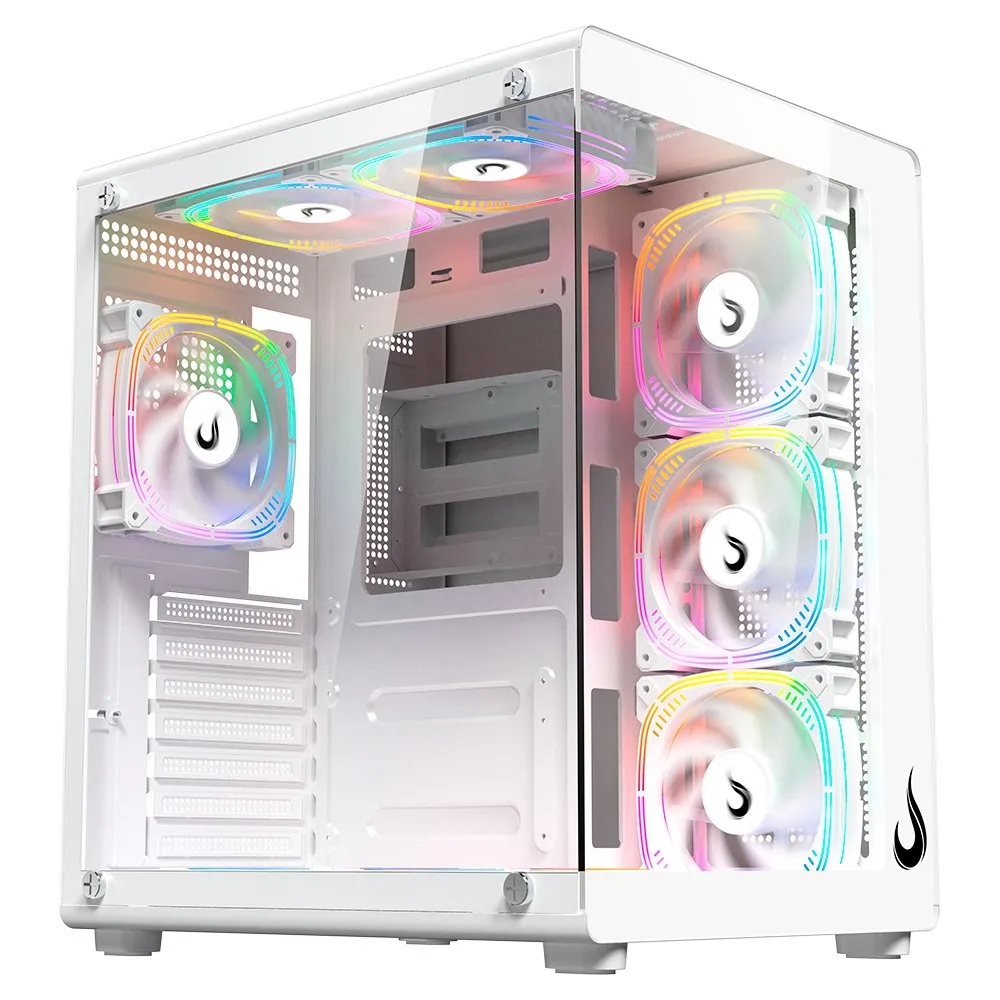 Gabinete Gamer Rise Mode Galaxy Glass X, Mid Tower, ATX, Lateral e Frontal em Vidro, Branco - RM-GA-GGX-FW