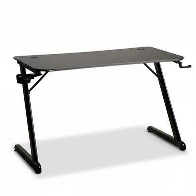 Mesa Gamer Husky Snow, Preto - Superfície em Fibra de Carbono, Suporte para Headset e Copo, Resistente à Umidade - HDG100