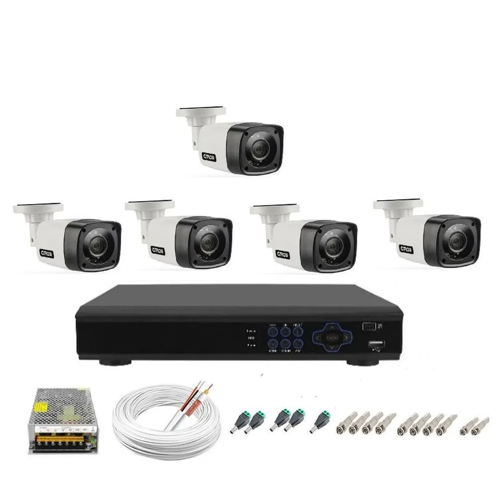 Kit Cftv 5 Câmeras Segurança 1mp, 20m + Dvr Full HD 8 Ch  - Citrox