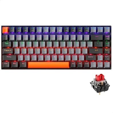 Teclado Mecânico Gamer Machenike K500A-B84, RGB, Switch HUANO BROWN, 75% TKL, Hot-Swappable, Cinza Escuro e Laranja - K500A-B84 LG HRD EN